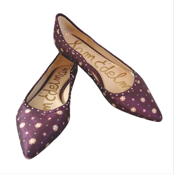 Sam Edleman Rivera Gold and Burgundy Burgundy Pointed Toe Flats 8.5 M - Picture 1 of 11
